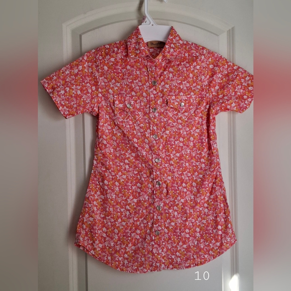 Wrangler girls western floral dress sz S summer ester lighweight rodeo party